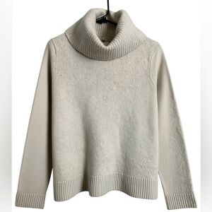 J.Crew Cream Merino Wool Sweater Turtleneck S Small Twee Basic Casual Neutral